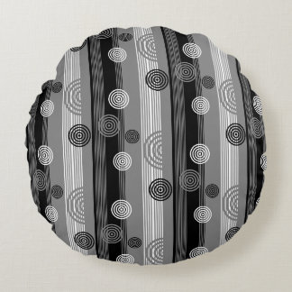 Modernes Schwarzweißdesign Rundes Kissen