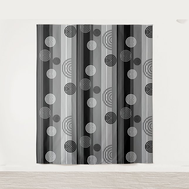 Modernes Schwarzweißdesign Wandteppich (Vorderseite)