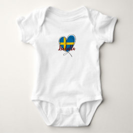 Modernes Schweden Flaggen Niedlich Herzstück indiv Baby Strampler