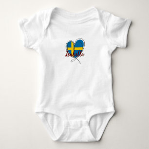 Modernes Schweden Flaggen Niedlich Herzstück indiv Baby Strampler