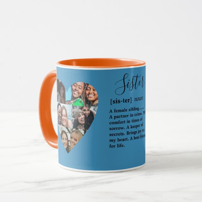 Modernes Schwesternherz-Foto Tasse (Vorderseite Links)