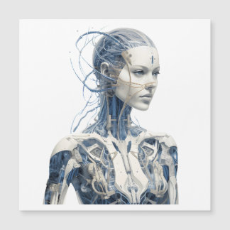 Modernes Sci-fi-Cyborg-Mädchen Magnetkarte