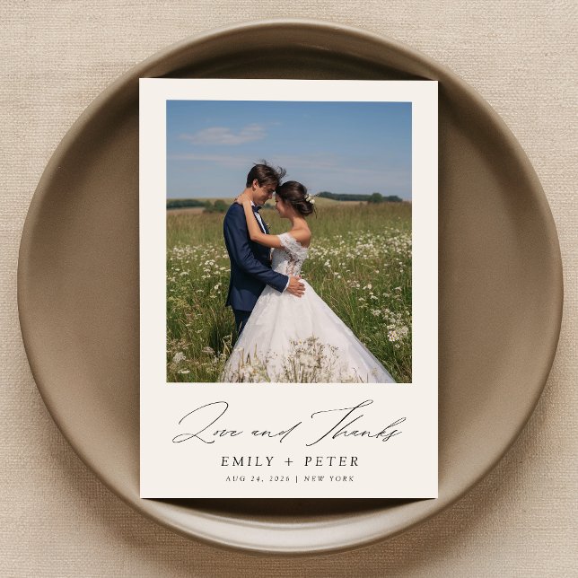 Modernes Script 2 Foto Hochzeit Dankeskarte (Von Creator hochgeladen)