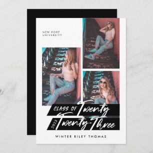 Modernes Script 3 Foto Graduate 22 Einladung