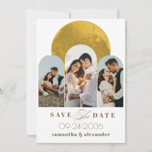 Modernes Script Arch Celestial Moon 3 Foto Elegant Save The Date