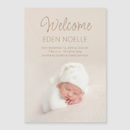 Modernes Script Baby Foto Birth Announcement Magne Magnetkarte