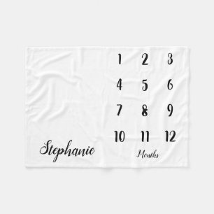 Modernes Script Baby Milestone Baby Blanket Fleecedecke