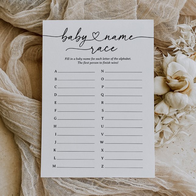 Modernes Script Baby Name Race Baby Shooting Game Einladung (Von Creator hochgeladen)