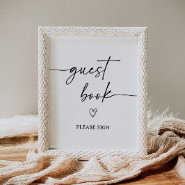Modernes Script Baby Shooting Guest Book Sign Poster