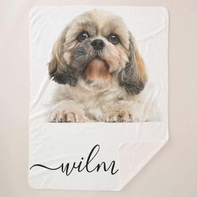 Modernes Script-Begleiter-Foto Monogram Sherpadecke (Vorderseite)