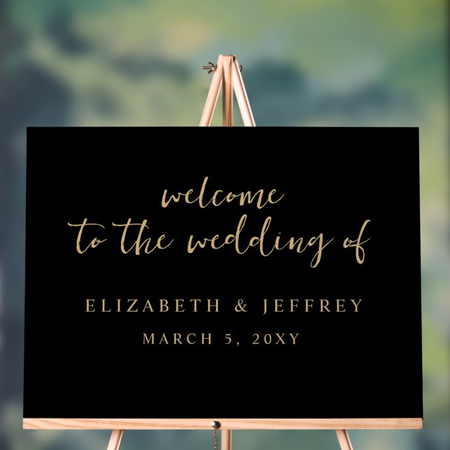 Modernes Script Black Gold Wedding Willkommenszeic Acrylschild (Neutral)