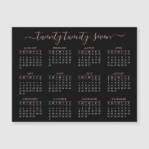 Modernes Script Black Rose Gold 2025 Kalender