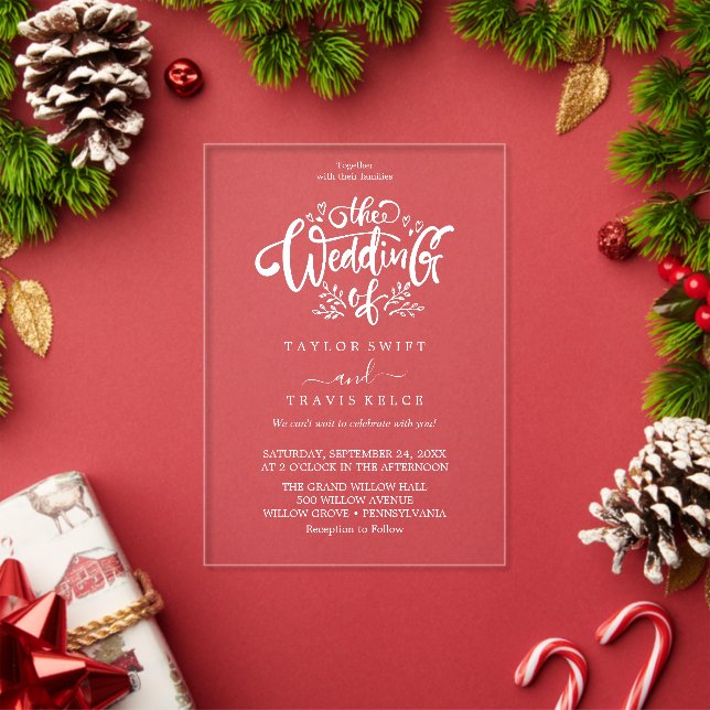 Modernes Script Boho Akryllische Hochzeitseinladun Acryleinladungen (Insitu (Feiertag))