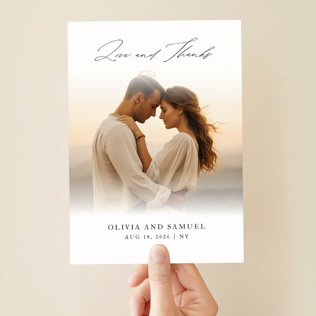 Modernes Script Boho Wedding Overlay Foto Dankeskarte (Von Creator hochgeladen)