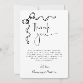 Modernes Script Bow Brautparty Danke Karte