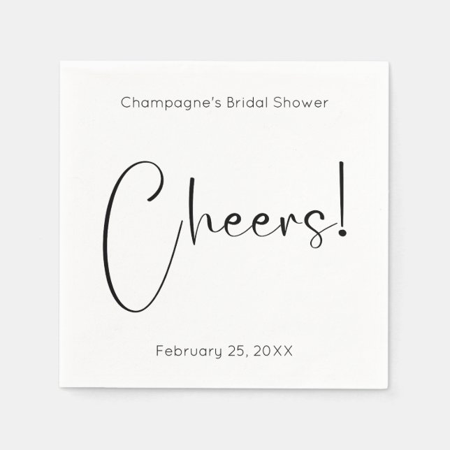 Modernes Script Brautparty Cheers Serviette (Vorderseite)