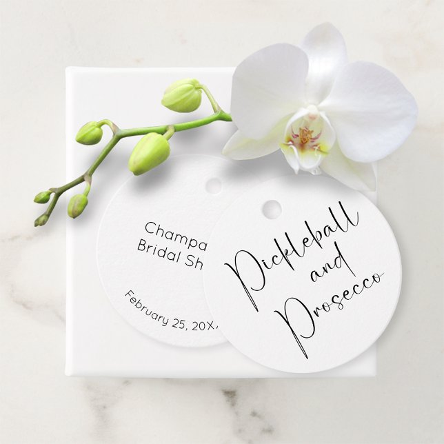 Modernes Script Brautparty Pickleball & Prosecco Geschenkanhänger (Von Creator hochgeladen)