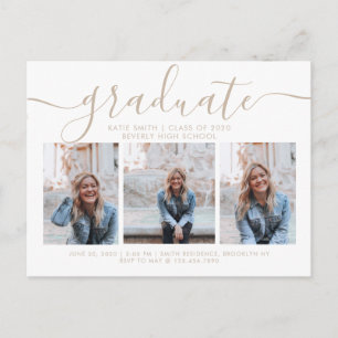 Modernes Script Calligraphy Abschluss 3 Foto Einladungspostkarte
