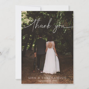 Modernes Script Calligraphy Foto Wedding Vielen Da Einladung