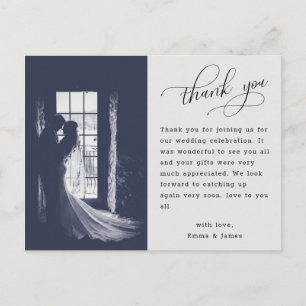 Modernes Script Calligraphy Wedding Foto Vielen Da Postkarte