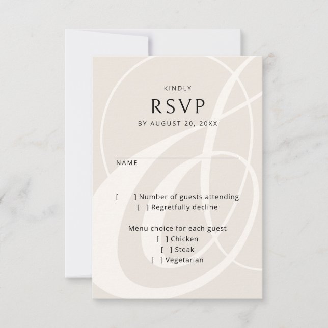 Modernes Script Champagne Ampersand Wedding RSVP Karte (Vorderseite)