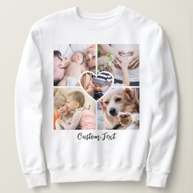 Modernes Script-Collage Herz mit benutzerdefiniert Sweatshirt (Design vorne)