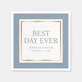 Modernes Script Dusty Blue Gold Wedding Napkins Serviette