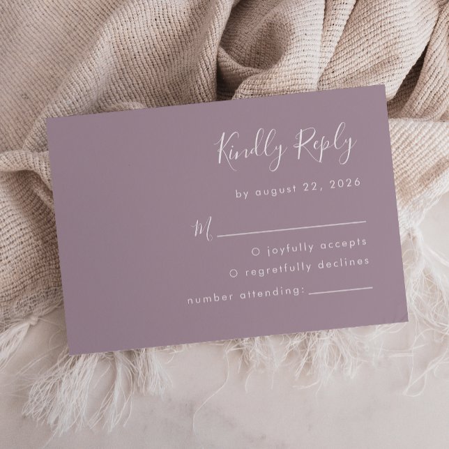 Modernes Script Dusty Lavender Wedding RSVP Karte (Von Creator hochgeladen)