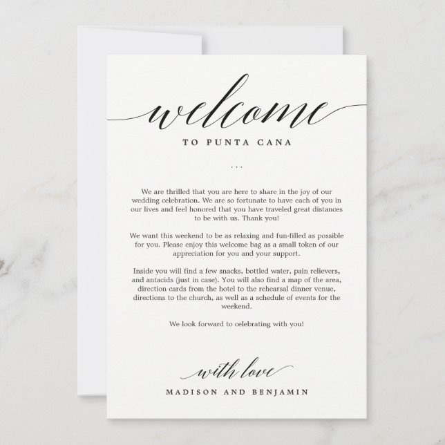 Modernes Script EDITABLE COLOR - Willkommen Dankeskarte (Vorderseite)