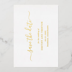 Modernes Script Einfache Hochzeit Save the Date Folieneinladung