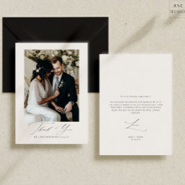 Modernes Script Einfaches Hochzeitsstift Foto Dankeskarte