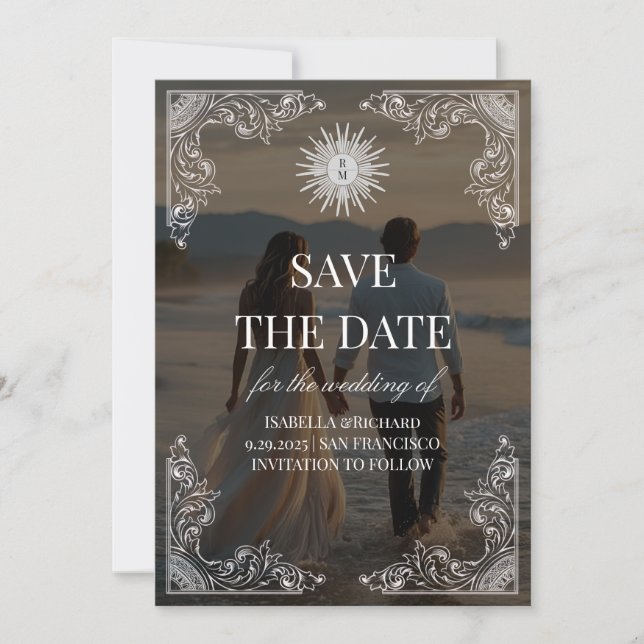 Modernes Script Elegant Wedding Foto Save the Date (Vorderseite)