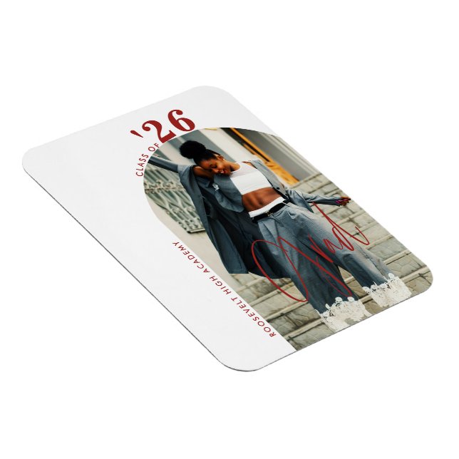 Modernes Script Foto 2024 Minimalistischer Abschlu Magnet (Rechte Seite)