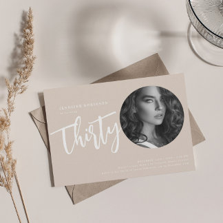 Modernes Script Foto 30. Geburtstag Party Champagn Einladung