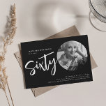 Modernes Script Foto 60. Geburtstagsparty Black Einladung<br><div class="desc">Ein elegantes Party Einladung-Design "60. Geburtstag" mit personalisiertem Foto,  moderner Typografie und individuellem Text.</div>