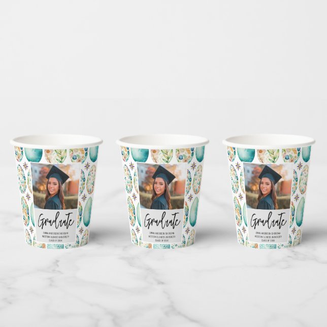 Modernes Script-Foto-Abschluss Pappbecher (Multi)