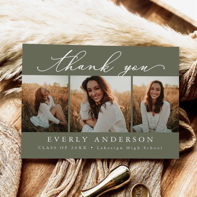 Modernes Script Foto Abschluss Vielen Dank Postkarte (Von Creator hochgeladen)