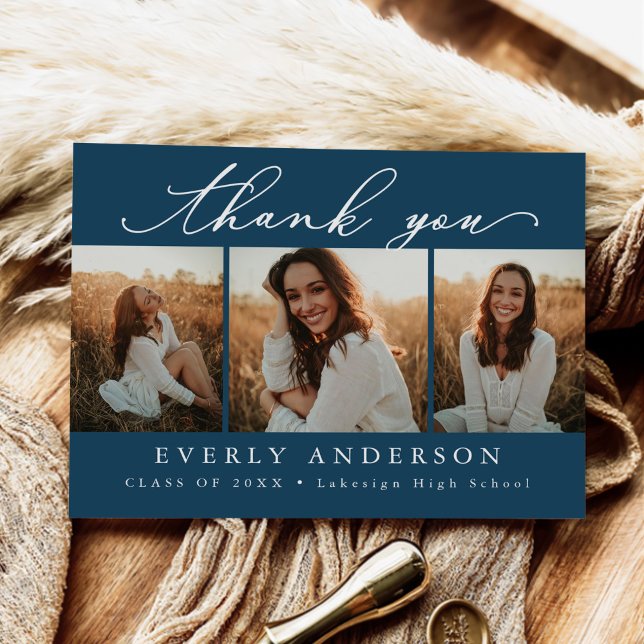 Modernes Script Foto Abschluss Vielen Dank Postkarte (Von Creator hochgeladen)