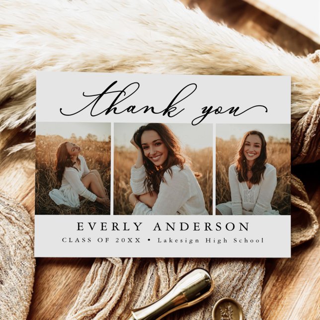 Modernes Script Foto Abschluss Vielen Dank Postkarte (Von Creator hochgeladen)