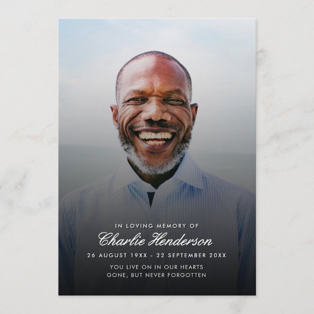 Modernes Script-Foto-Beerdigungsprogramm Programm (Vorderseite)