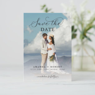 Modernes Script & Foto Einfache Hochzeit Save The Date