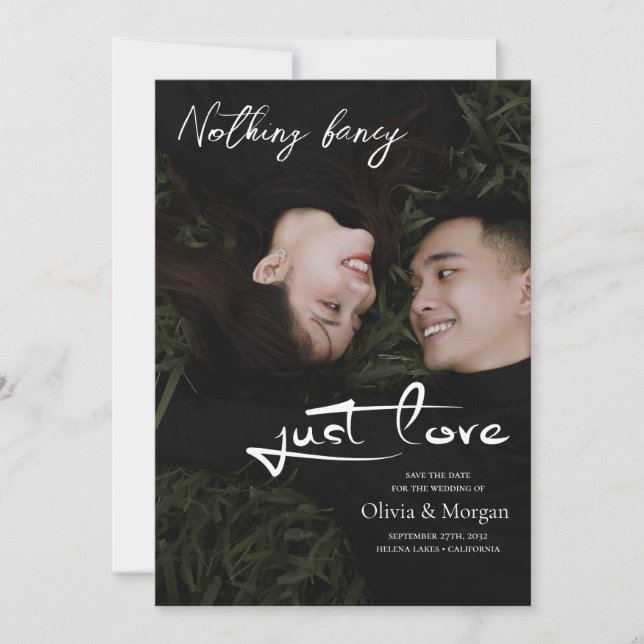 Modernes Script-Foto für Hochzeiten speichern das  Einladung (Vorderseite)