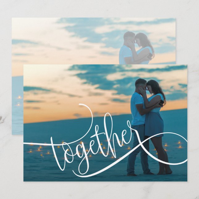 Modernes Script-Foto für Hochzeiten speichern das  Save The Date (Vorne/Hinten)