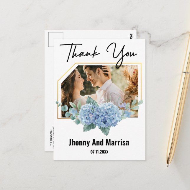 Modernes Script-Foto Hochzeitskarte Postkarte (Vorderseite/Rückseite Beispiel)