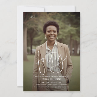 Modernes Script Foto Minimal 40. Geburtstag Einladung