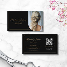 Modernes Script Foto QR Haarstylist Black Gold