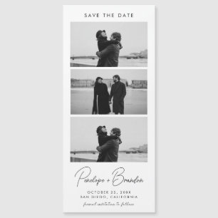 Modernes Script-Foto-Strip Magnetic Wedding Magnetkarte