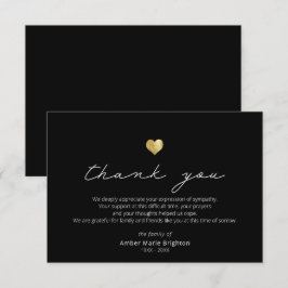 Modernes Script Gold Heart Beileid Danke Karte