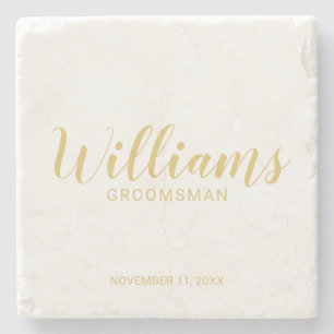 Modernes Script Gold Personalisierte Trauzeugen Steinuntersetzer