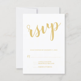 Modernes Script Gold Wedding RSVP Karte